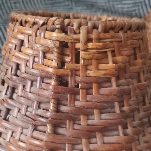 Vintage Small Woven Brown Rattan Lamp Shades – Set of 2 - Picture 4 of 11